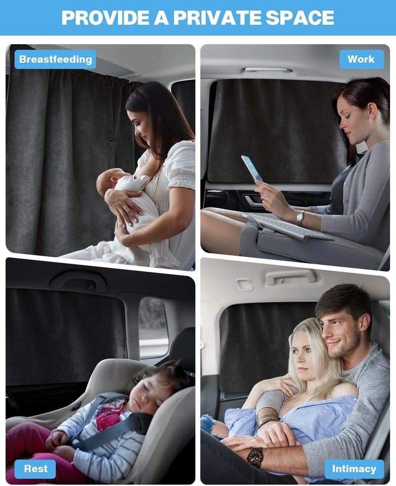Epltion Univesal Car Window Privacy Curtains Set | Sunshade| Protect Privacy | UV Protection | Fit for Baby Breastfeeding Sleeping Work Rest Camping Outdoor - Image 2
